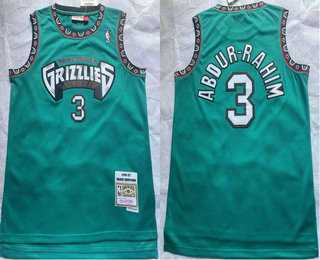 Mens Memphis Grizzlies #3 Shareef Abdur-Rahim 1996-97 Green Hardwood Classics Soul Swingman Throwback Jersey->memphis grizzlies->NBA Jersey